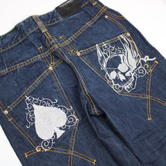 Roca Wear Vintage Baggy Y2K Stitching Jeans - Farbe: Navy - Größe: S - VintageR2