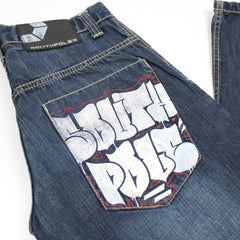 Southpole Vintage Denim Jeans Y2K Print - Farbe: Navy - Größe: M - VintageR2