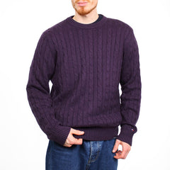 Tommy Hilfiger Vintage Zopfmuster Pullover - Farbe: Purple - Größe: L - VintageR2