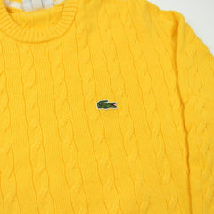 Lacoste Pullover mit Zopfmuster - Farbe: Gold - Größe: L - vintageR2