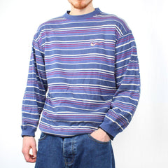 Nike Vintage Longsleeve gestreift - Farbe: Navy - Größe: L - VintageR2