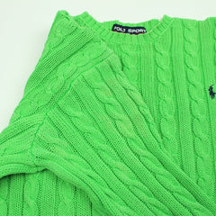 Ralph Lauren Vintage Pulli Zopfmuster - Farbe: Green - Größe: M - vintageR2