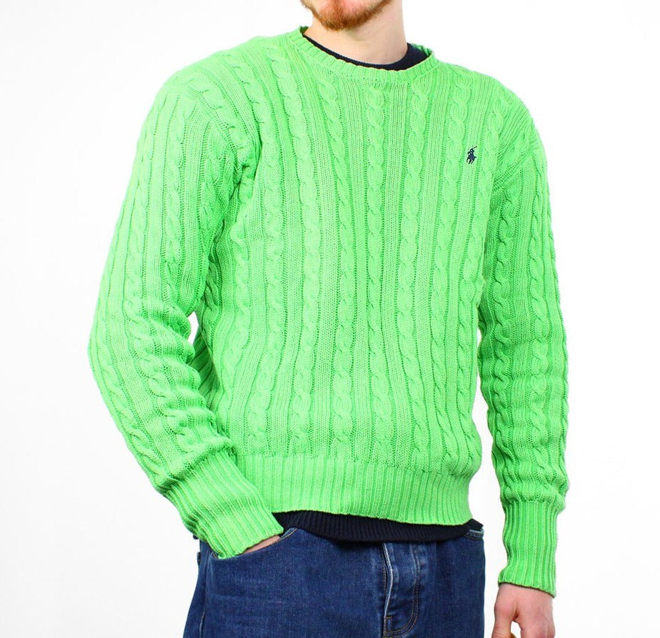Ralph Lauren Vintage Pulli Zopfmuster - Farbe: Green - Größe: M - VintageR2