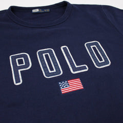Ralph Lauren Vintage Spellout Sweater - Farbe: Navy - Größe: L - vintageR2