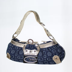 Gussaci Y2K Shoulder Bag Gold Dark Denim