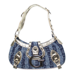 Gussaci Denim Baguette Bag Gold Light Denim