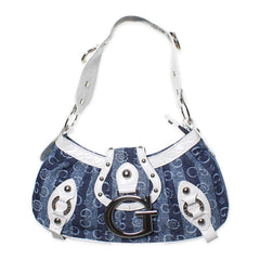 Gussaci Denim Baguette Bag White Light Denim