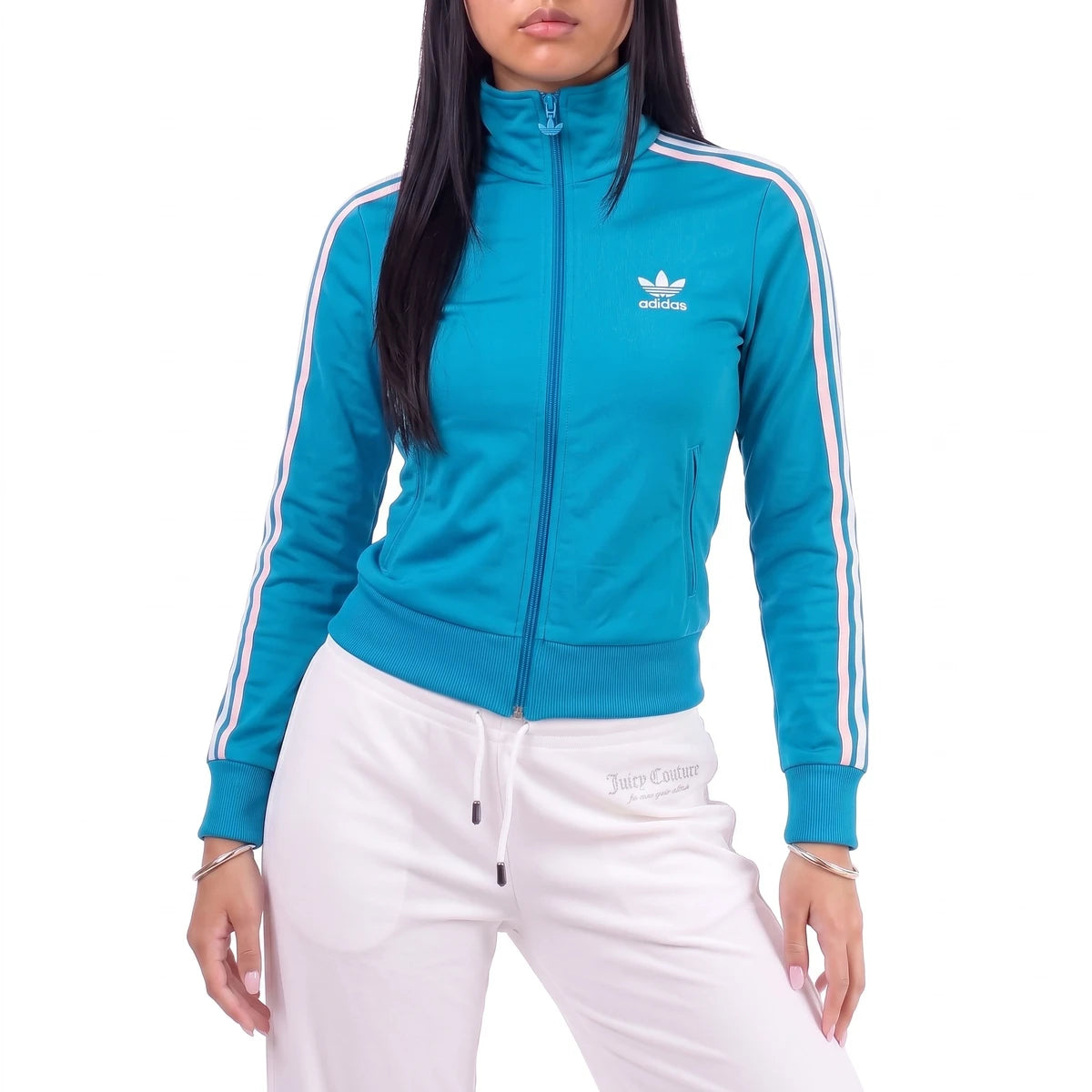 Adidas Trackjacket Firebird Blau Bunt Damen Polyester – Tragefoto_1
