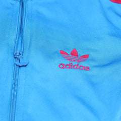 Adidas Trackjacket Firebird Blau Rot Damen Polyester – Nahaufnahme-1