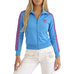 Adidas Trackjacket Firebird Blau Rot Damen Polyester – Tragefoto_1