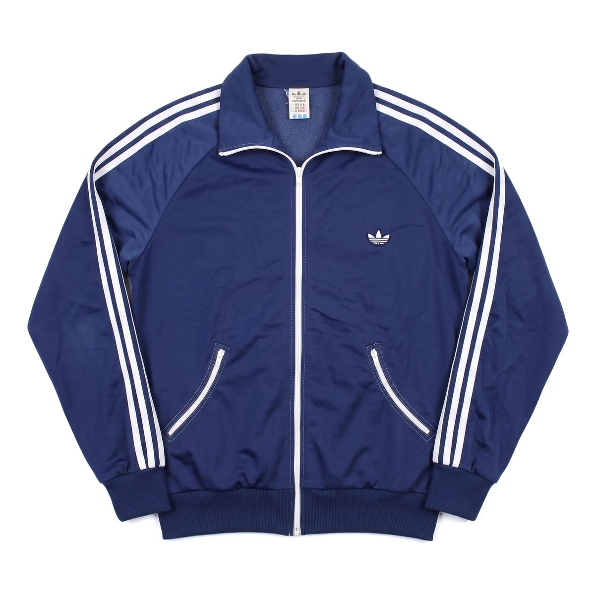 Adidas Trackjacket Firebird Blau Weiß Herren Polyester, Cupro – Vorderansicht
