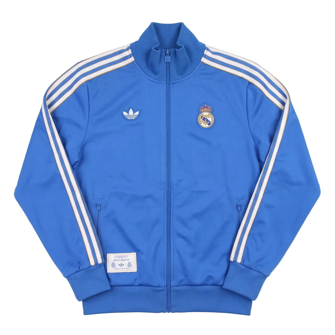 Adidas Trackjacket Fußballverein Blau Weiß Herren Polyester – Vorderansicht