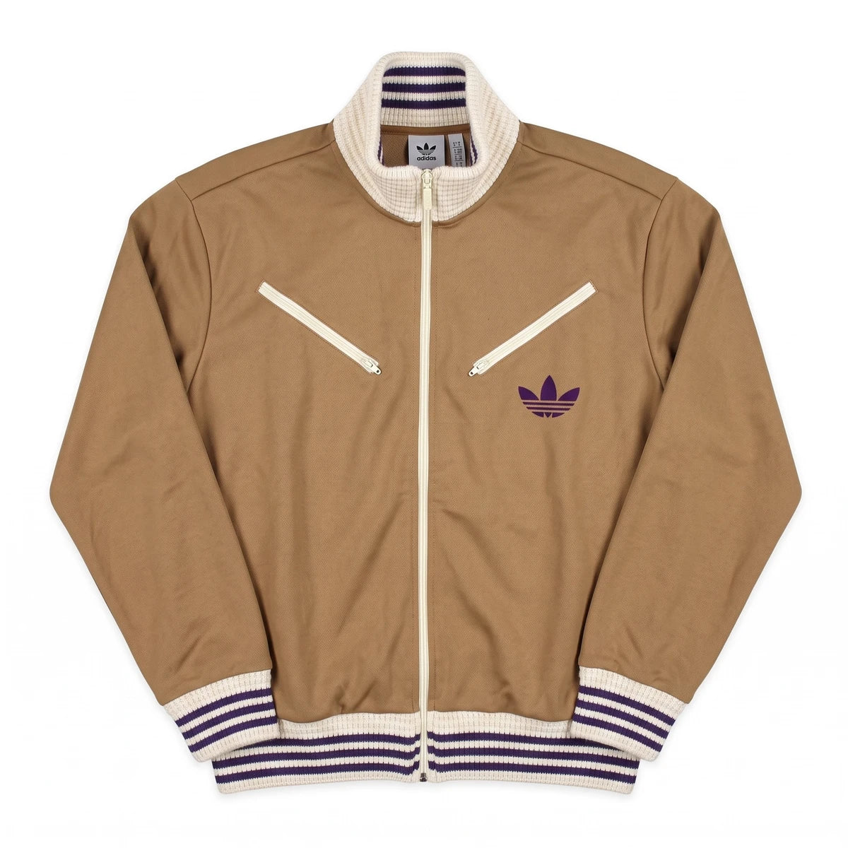 Adidas Trackjacket Firebird Braun Creme Herren Mischgewebe – Vorderansicht