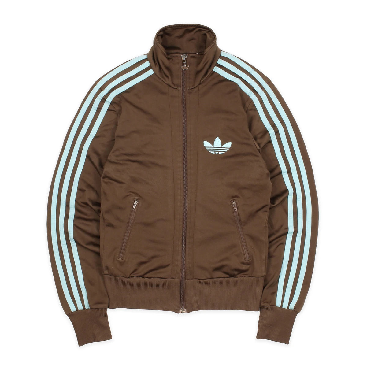 Adidas Trackjacket Firebird Braun Türkis Damen Polyester – Vorderansicht