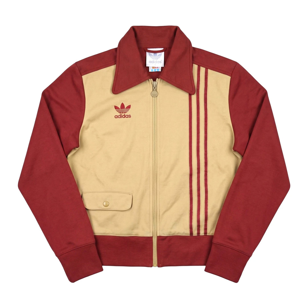 Adidas Trackjacket Firebird Burgunderrot Beige Damen Mischgewebe – Vorderansicht