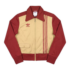 Adidas Trackjacket Firebird Burgunderrot Beige Damen Mischgewebe – Vorderansicht