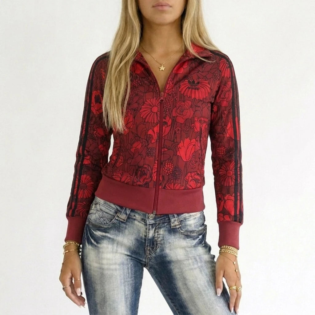 Adidas Trackjacket Firebird Burgunderrot Rot Damen Polyester