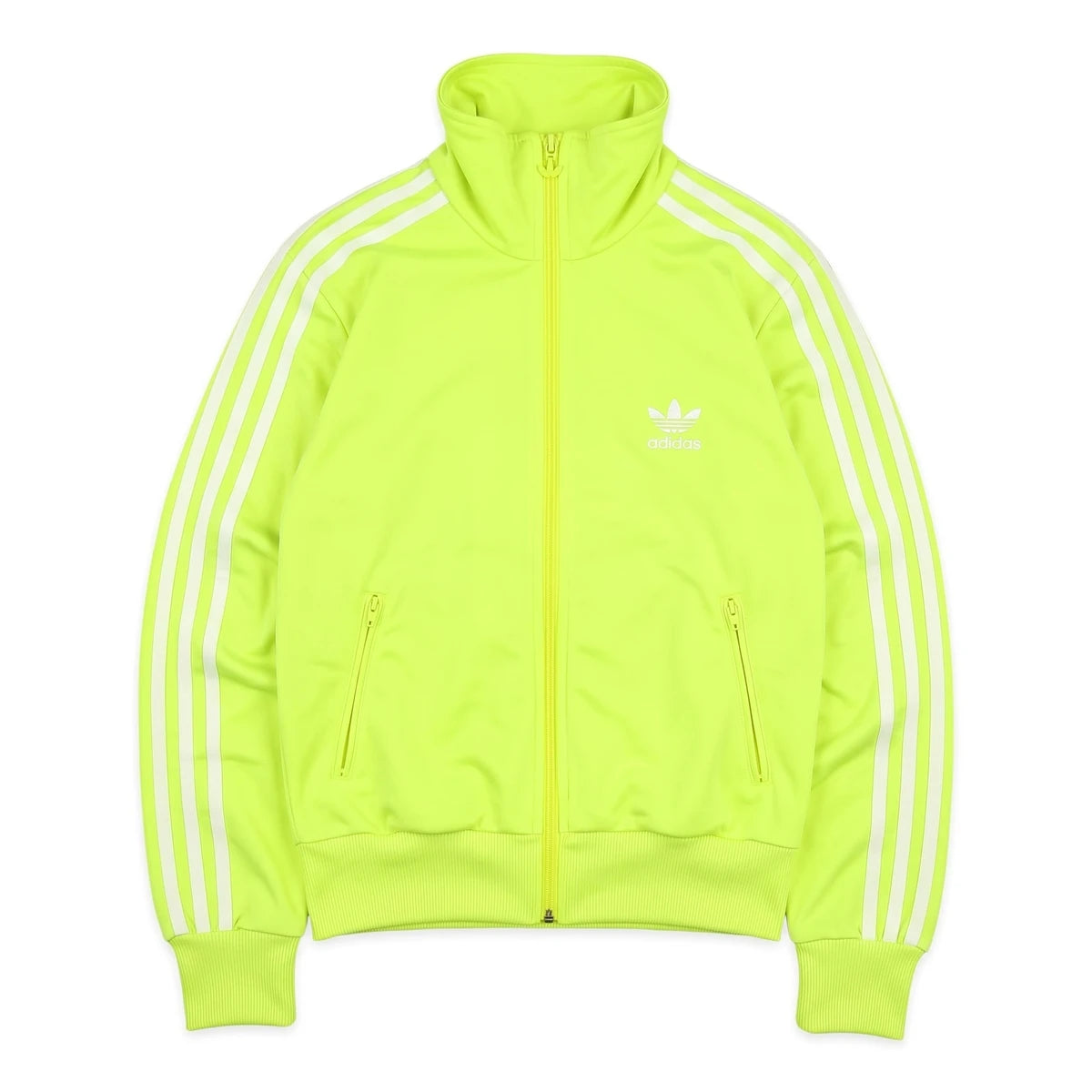 Adidas Trackjacket Firebird Gelb Weiß Damen Polyester – Vorderansicht