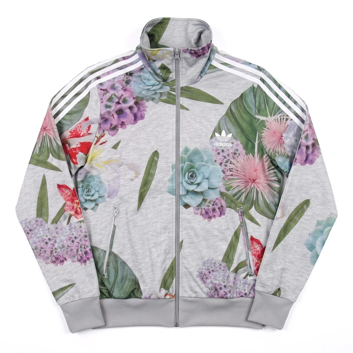 Adidas Trackjacket Firebird Grau Bunt Damen Polyester – Vorderansicht