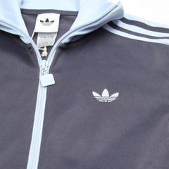 Adidas Trackjacket Firebird Grau Hellblau Damen Polyester – Nahaufnahme-1