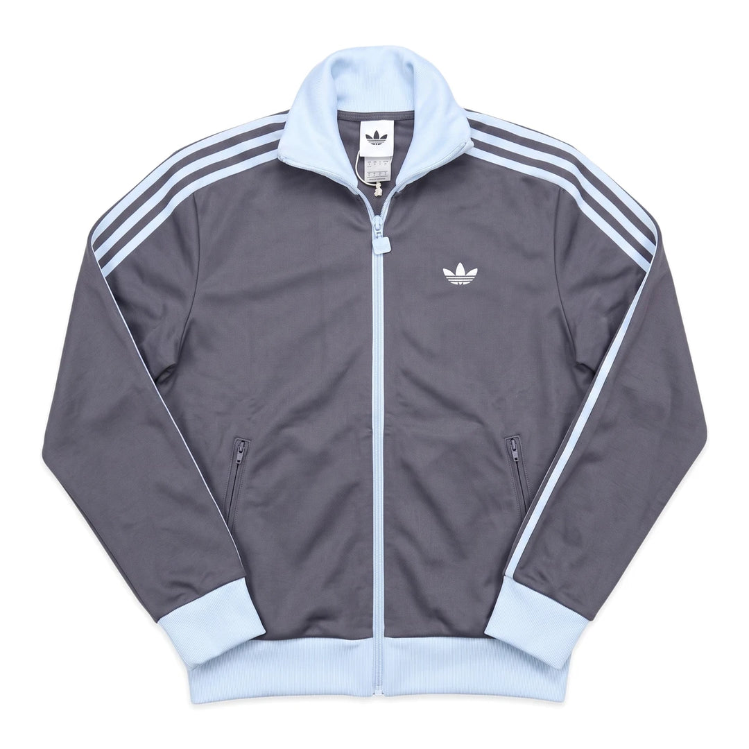 Adidas Trackjacket Firebird Grau Hellblau Damen Polyester – Vorderansicht