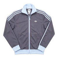 Adidas Trackjacket Firebird Grau Hellblau Damen Polyester – Vorderansicht