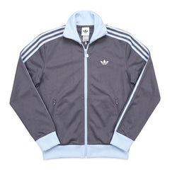 Adidas Trackjacket Firebird Grau Hellblau Damen Polyester – Vorderansicht