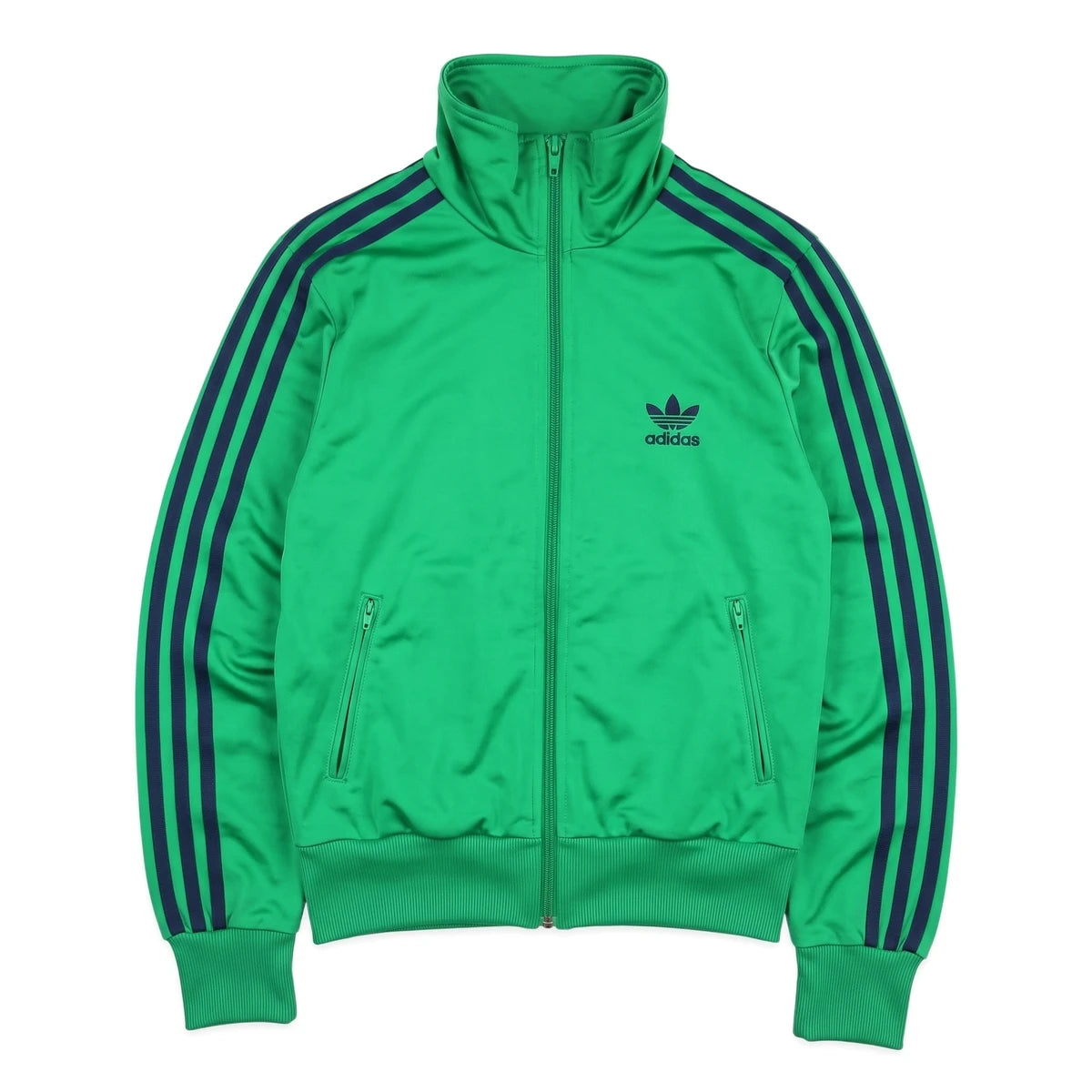 Adidas Trackjacket Firebird Grün Marineblau Damen Polyester – Vorderansicht