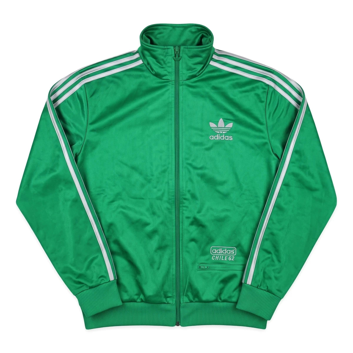 Adidas Trackjacket Chile 62 Grün Silber Herren Polyester – Vorderansicht