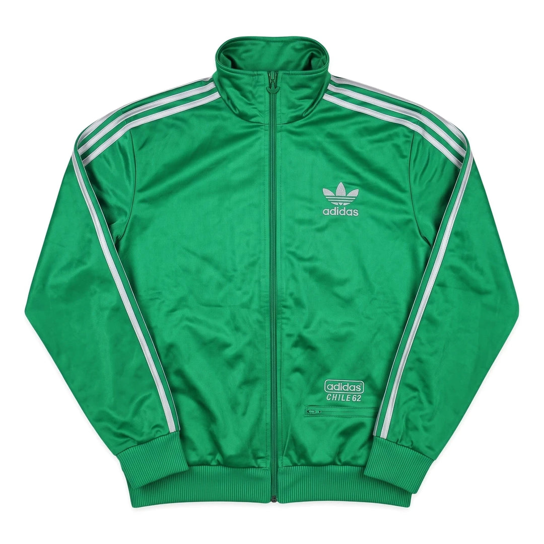 Adidas Trackjacket Chile 62 Grün Silber Herren Polyester – Vorderansicht