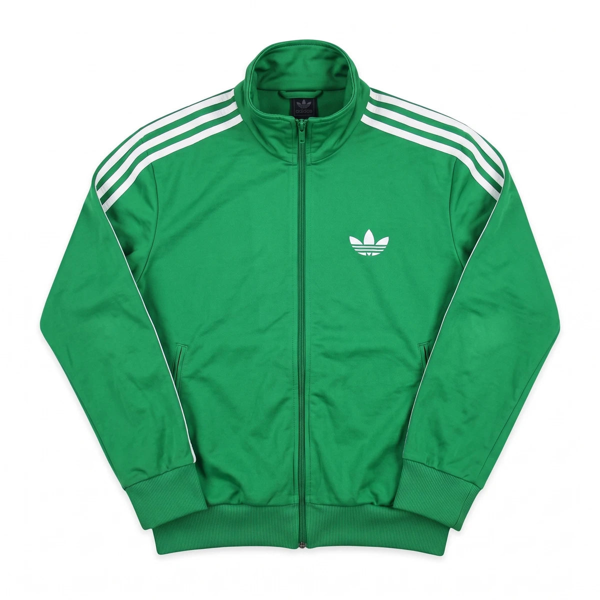 Adidas Trackjacket Firebird Grün Weiß Herren Polyester – Vorderansicht