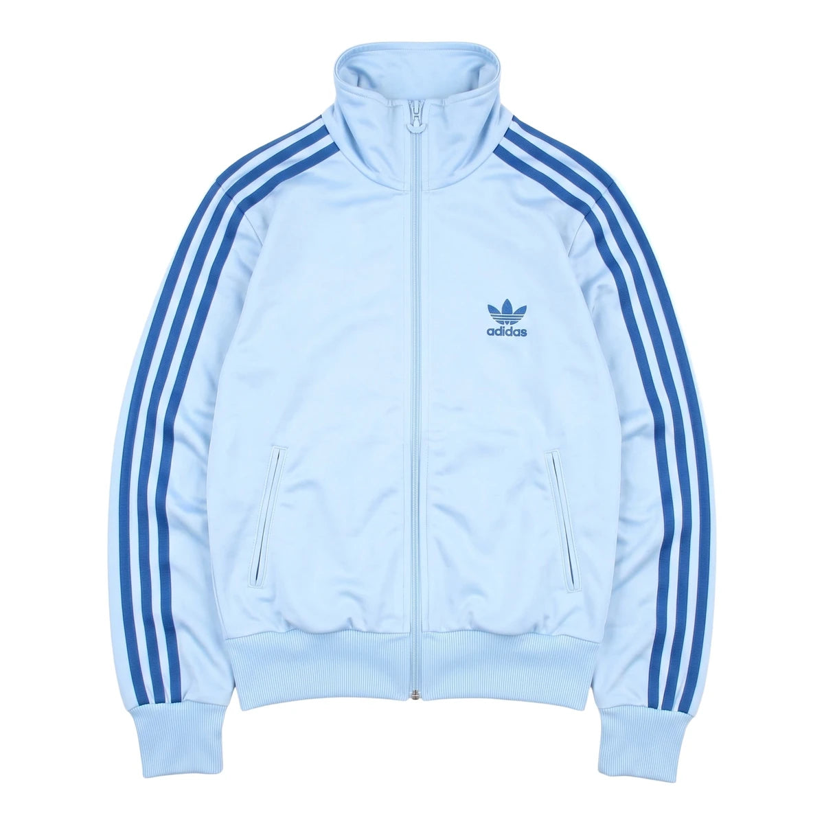 Adidas Trackjacket Firebird Hellblau Blau Damen Polyester – Vorderansicht
