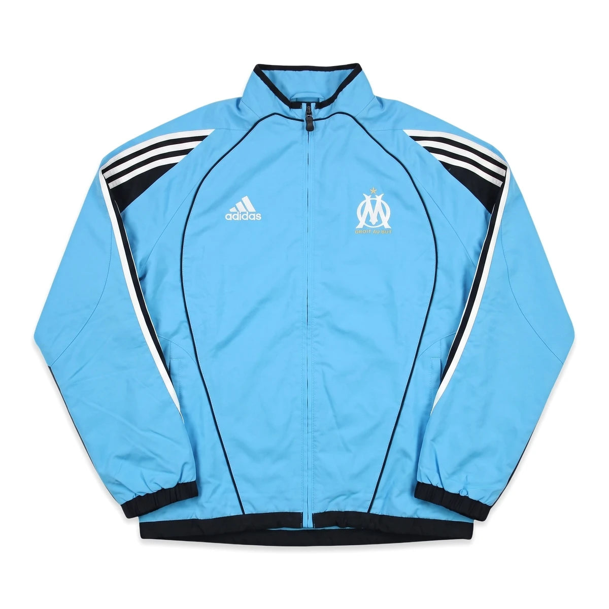 Adidas Trackjacket Fußballverein Hellblau Schwarz Herren Polyester – Vorderansicht