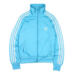 Adidas Trackjacket Firebird Hellblau Weiß Damen Polyester – Vorderansicht