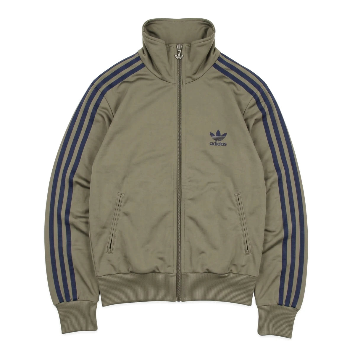 Adidas Trackjacket Firebird Khaki Marineblau Damen Polyester – Vorderansicht