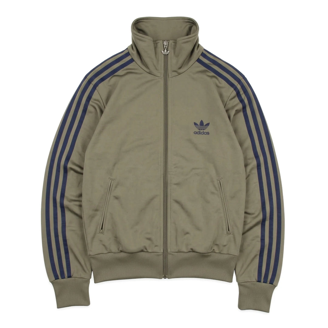 Adidas Trackjacket Firebird Khaki Marineblau Damen Polyester – Vorderansicht