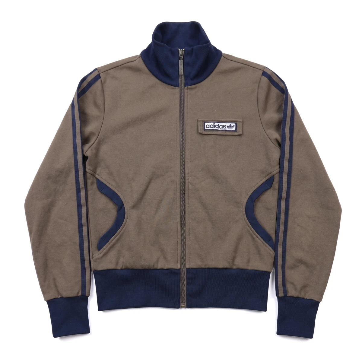 Adidas Trackjacket Beckenbauer Khaki Marineblau Damen Mischgewebe – Vorderansicht