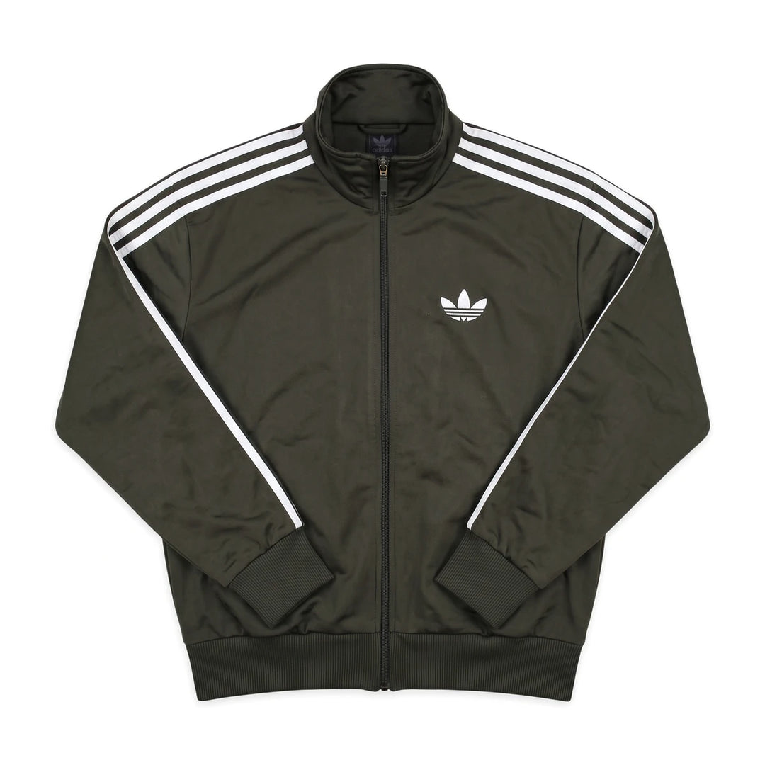 Adidas Trackjacket Firebird Khaki Weiß Herren Polyester – Vorderansicht