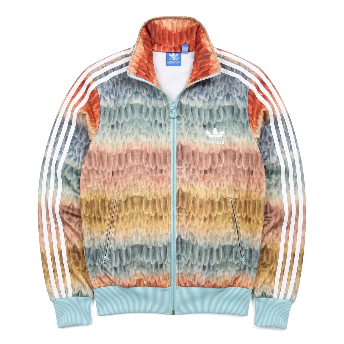 Adidas Trackjacket Firebird Korallenrot Türkis Damen Poylester – Vorderansicht