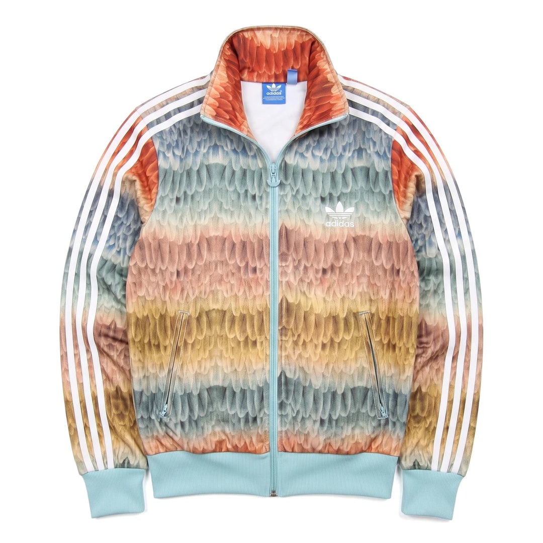 Adidas Trackjacket Firebird Korallenrot Türkis Damen Poylester – Vorderansicht