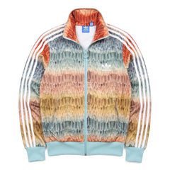 Adidas Trackjacket Firebird Korallenrot Türkis Damen Poylester – Vorderansicht