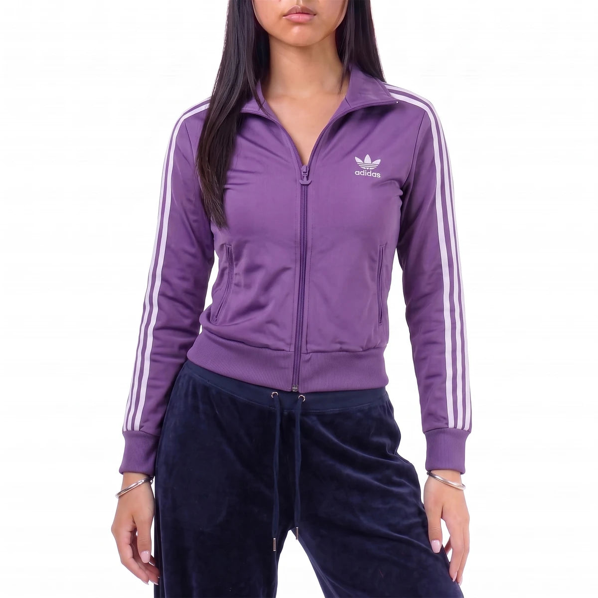 Adidas Trackjacket Firebird Lila Flieder Damen Polyester – Tragefoto_1