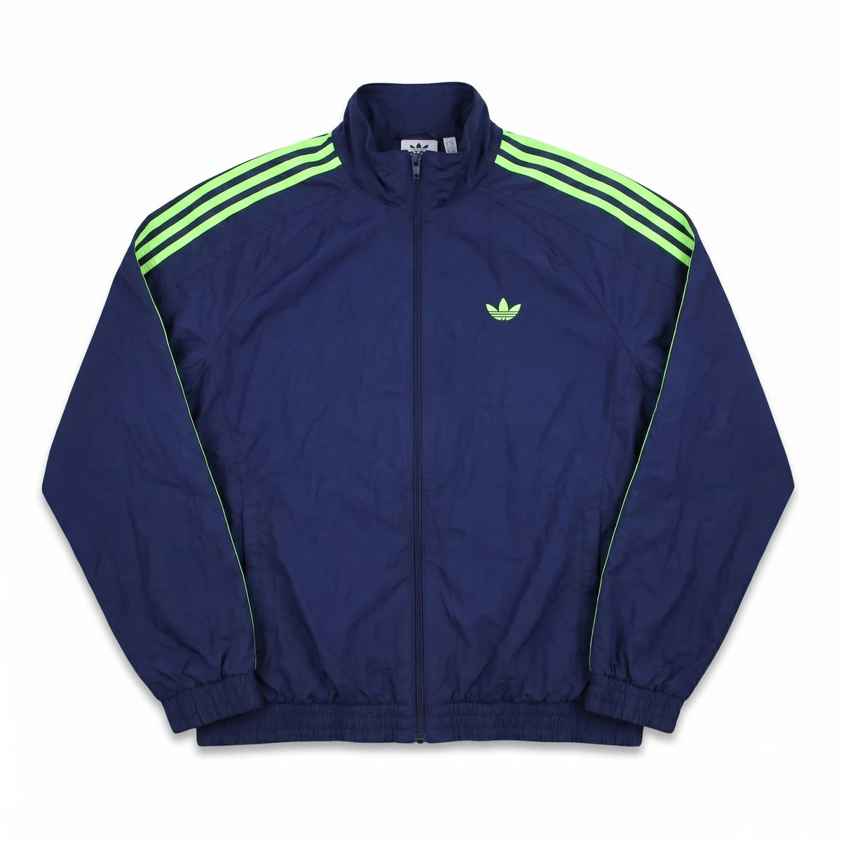 Adidas Trackjacket Firebird Marineblau Grün Herren Polyester – Vorderansicht