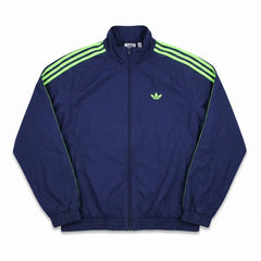 Adidas Trackjacket Firebird Marineblau Grün Herren Polyester – Vorderansicht