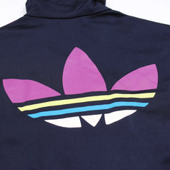 Adidas Trackjacket Firebird Marineblau Hellblau Damen Polyester – Nahaufnahme-2