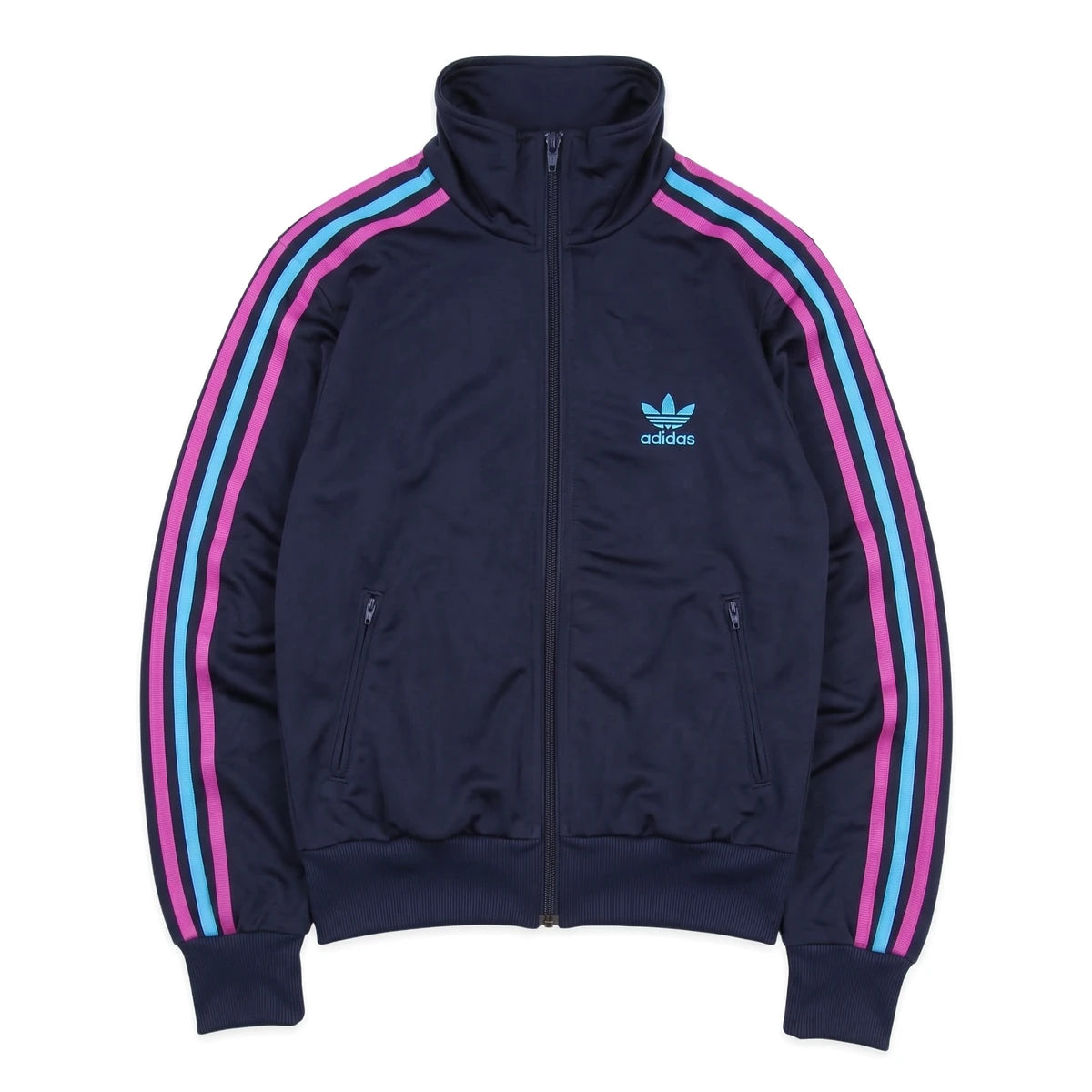 Adidas Trackjacket Firebird Marineblau Hellblau Damen Polyester – Vorderansicht