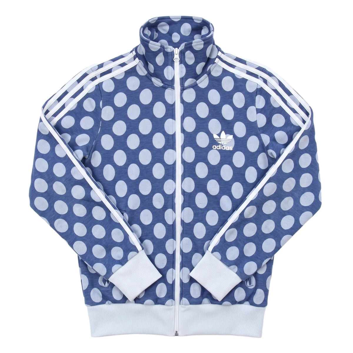 Adidas Trackjacket Firebird Marineblau Hellblau Damen Baumwolle – Vorderansicht
