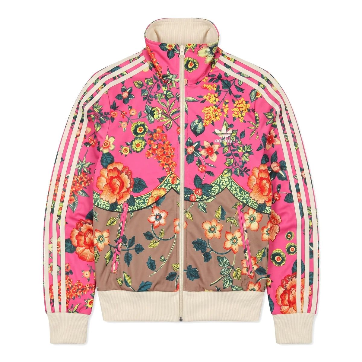 Adidas Trackjacket Firebird Pink Bunt Damen Polyester – Vorderansicht