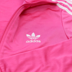 Adidas Trackjacket Firebird Pink Weiß Damen Polyester – Nahaufnahme-1