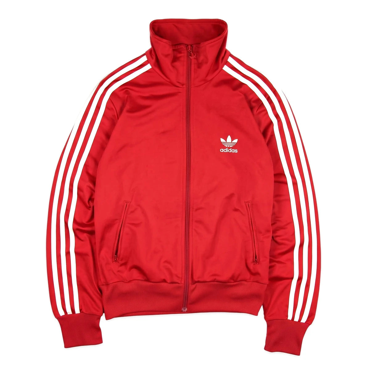 Adidas Trackjacket Firebird Rot Weiß Damen Polyester – Vorderansicht